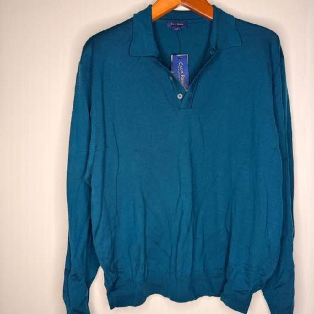 Club Room NWT Long Sleeve Polo Sweater Teal